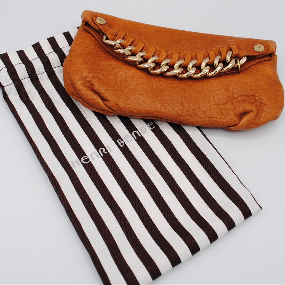 Henri Bendel Sealed with a Kiss Clutch Camel